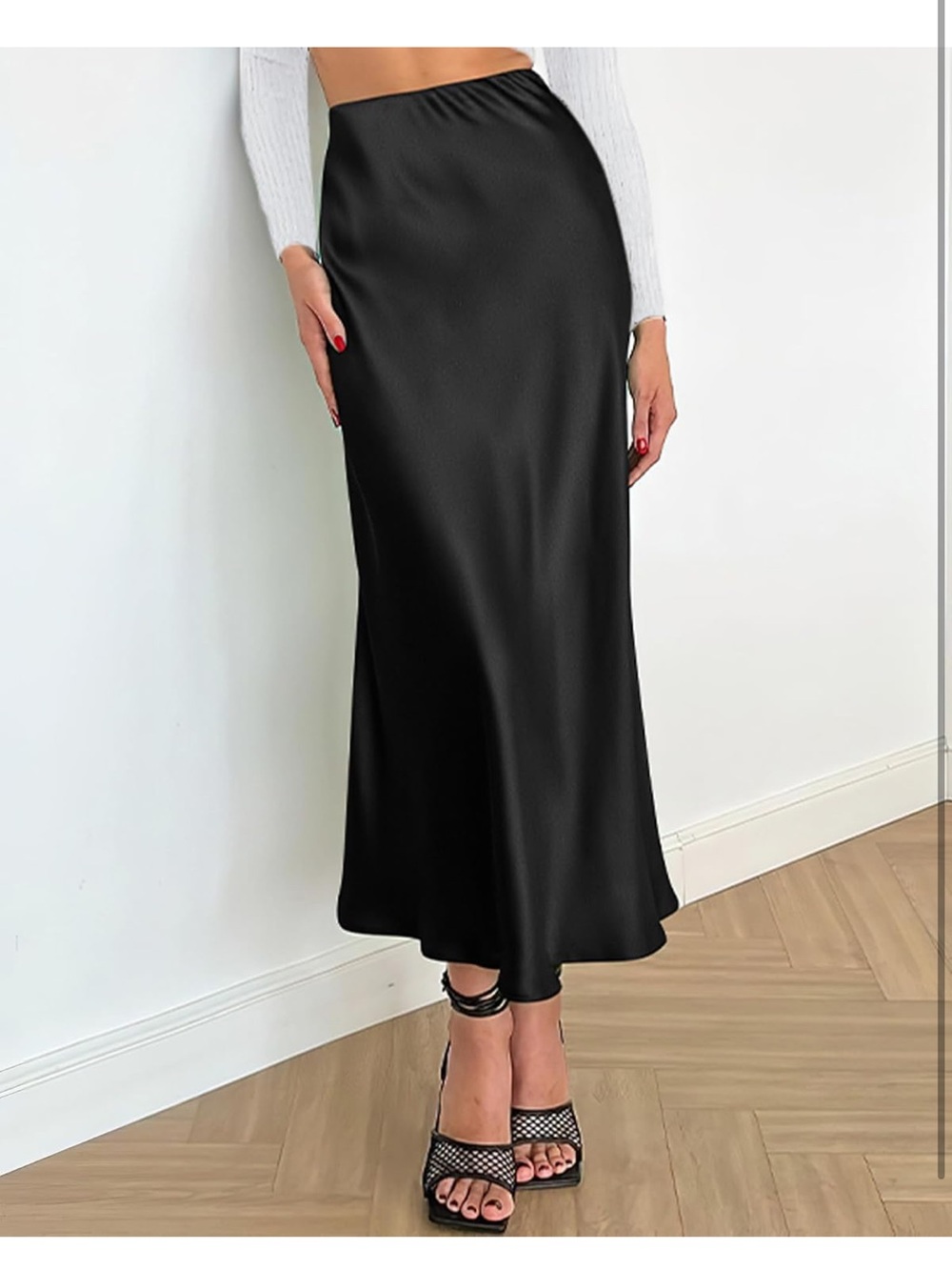 Satin Black Maxi Skirt